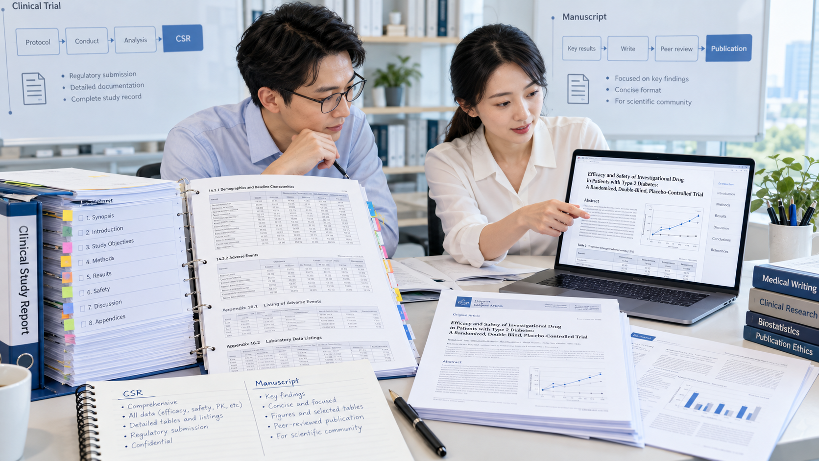 CSR과 Manuscript는 무엇이 다를까요? 임상시험 결과를 논문으로 작성할 때 확인해야 할 점